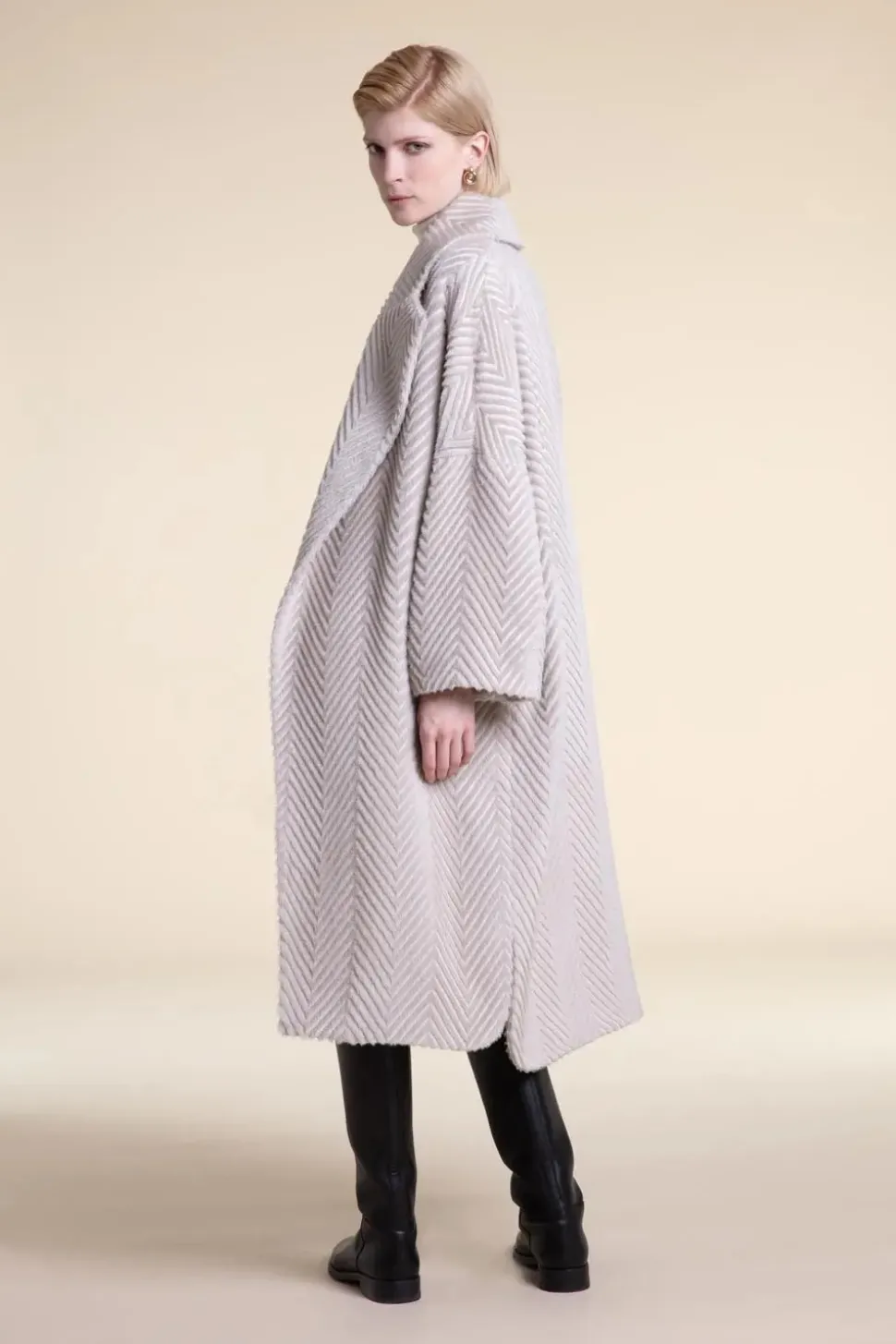 Beige long winter coat