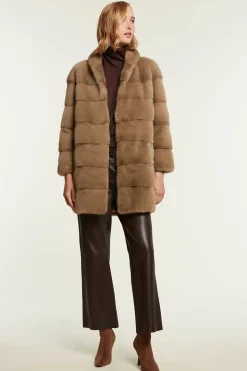 Beige mink coat