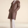 Beige shearling coat womens