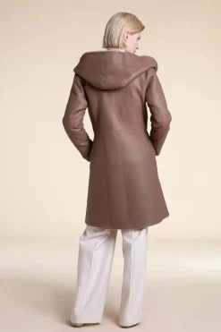 Beige shearling coat womens