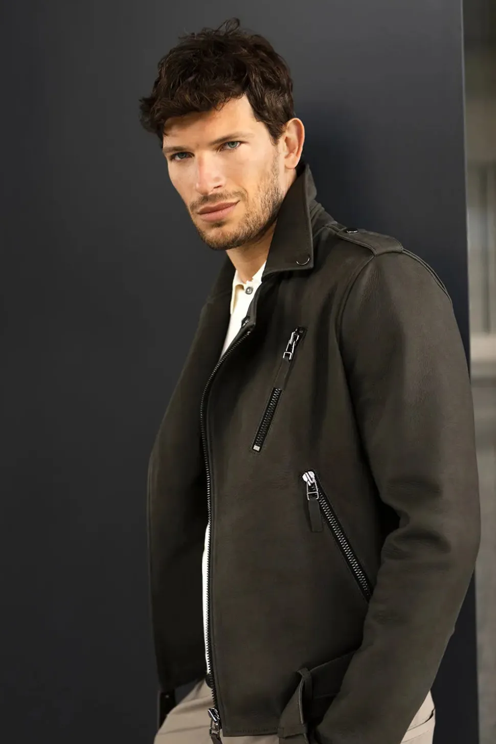 Biker leather jacket men
