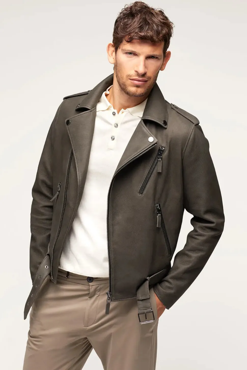 Biker leather jacket men