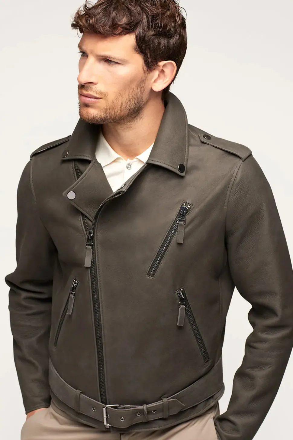 Biker leather jacket men