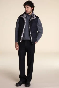 Black and grey fur vest