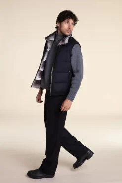 Black and grey fur vest