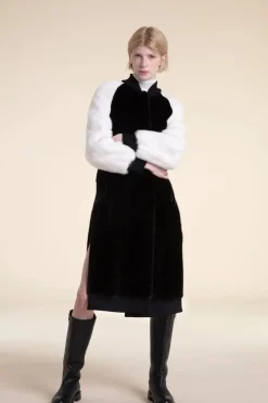 Black and white mink coat