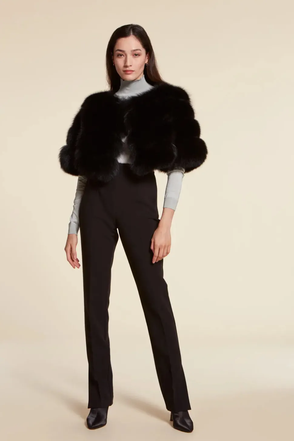 Black fox fur jacket