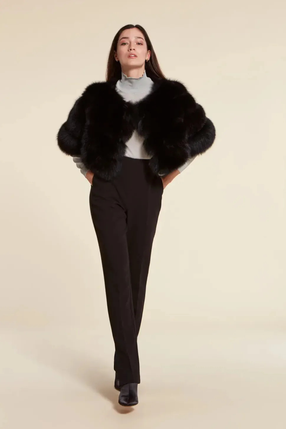Black fox fur jacket