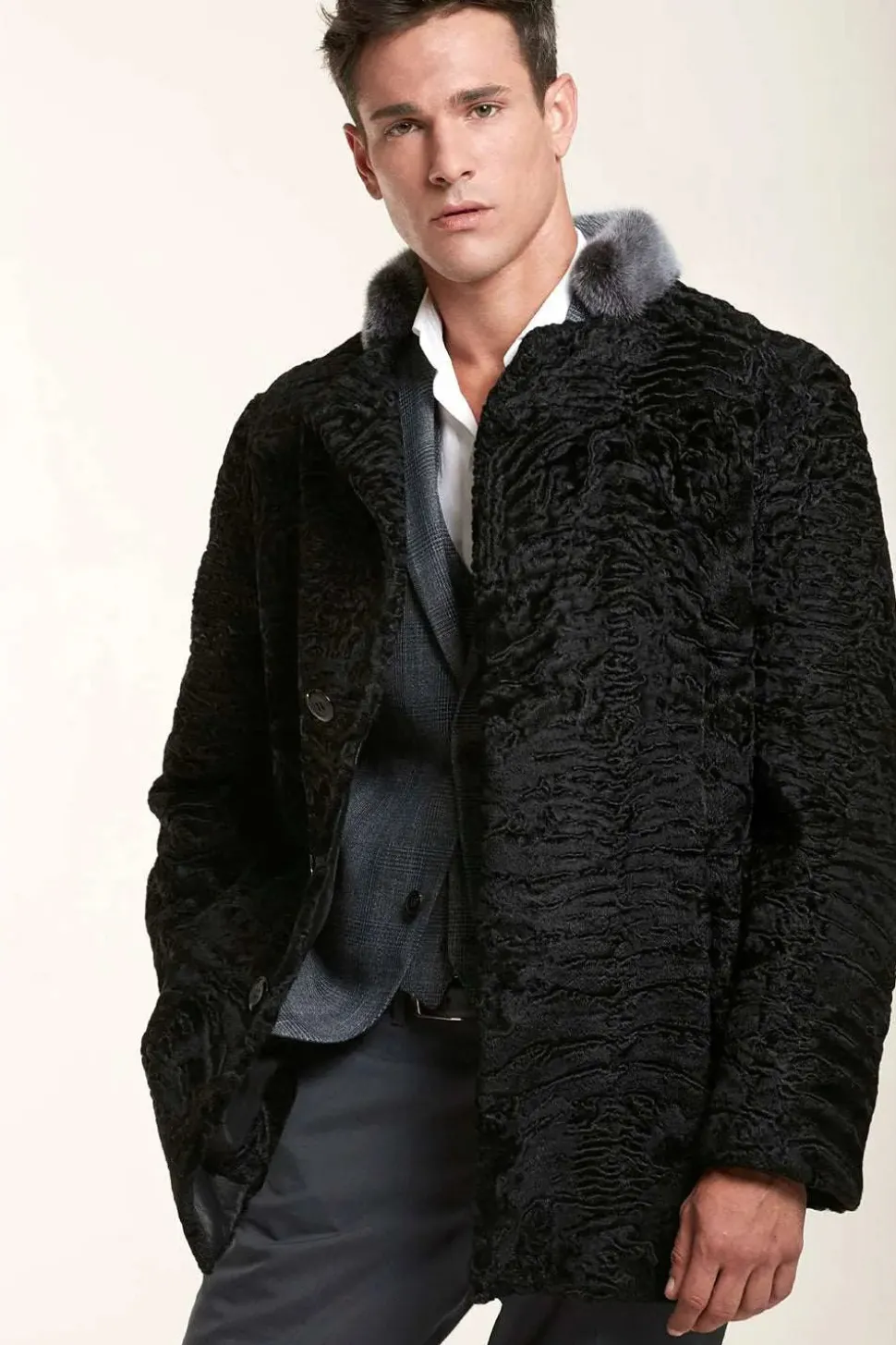 Black fur coat mens