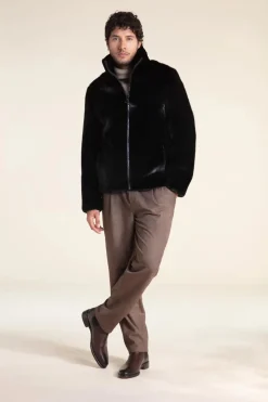 Black fur men jacket
