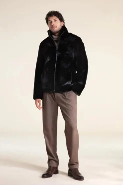 Black fur men jacket