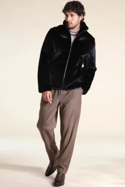 Black fur men jacket