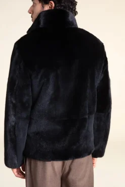 Black fur men jacket