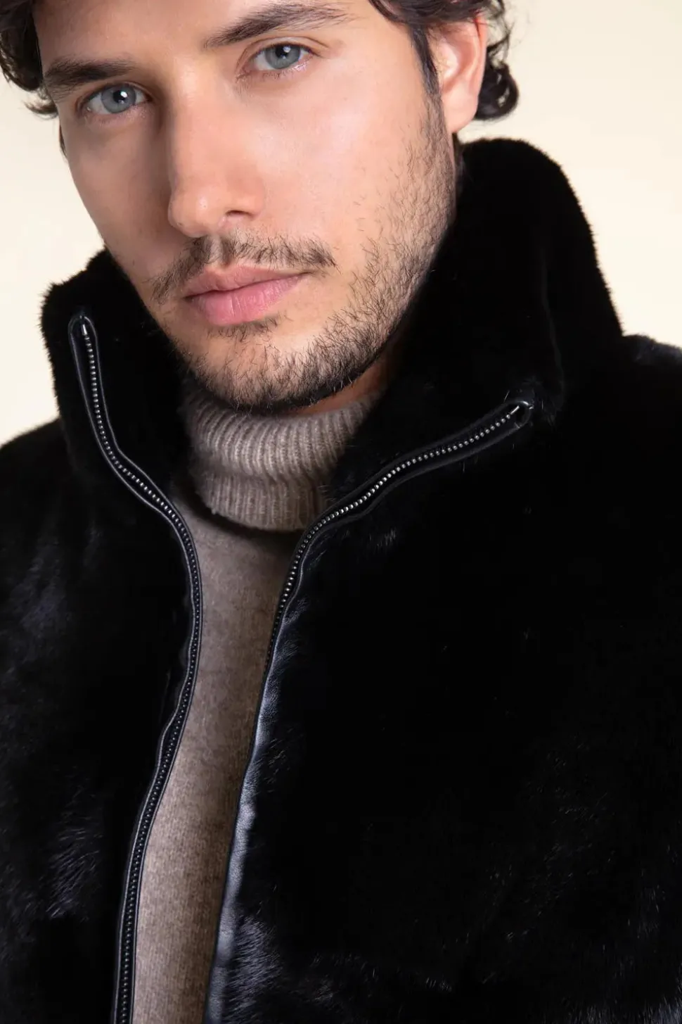 Black fur men jacket