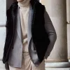 Black fur vest men