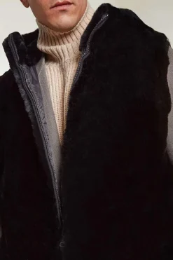 Black fur vest men