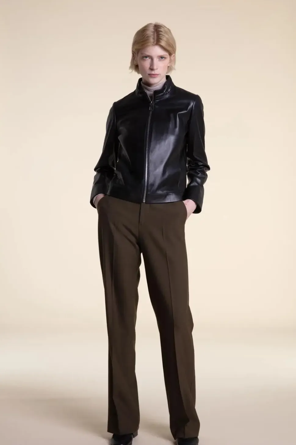 Black leather biker jacket women