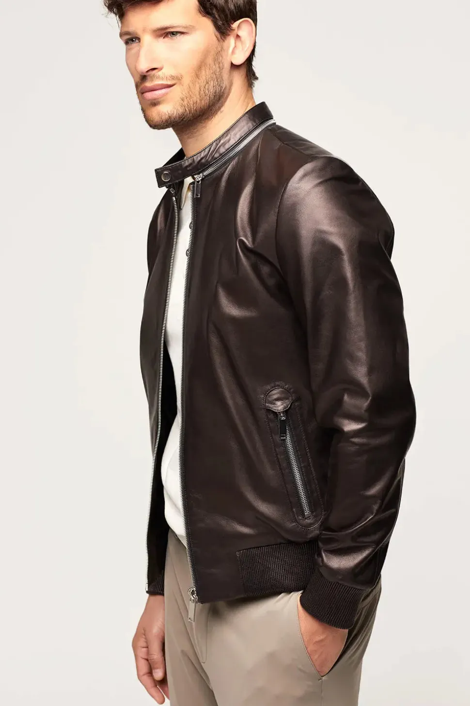 Black leather jacket for men