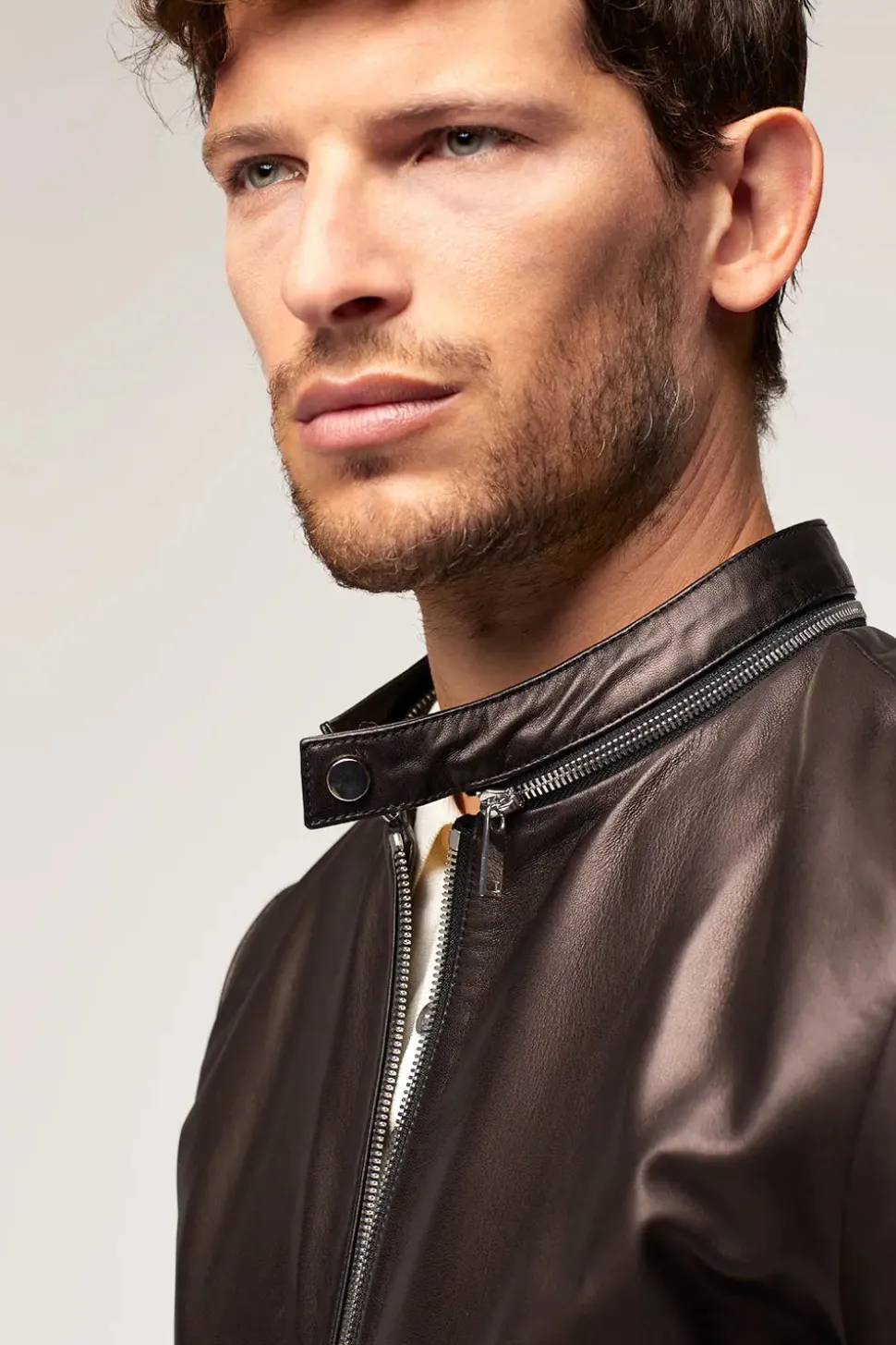 Black leather jacket for men