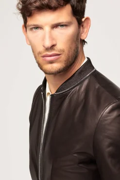 Black leather jacket for men