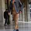 Black long leather jacket mens