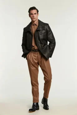 Black long leather jacket mens