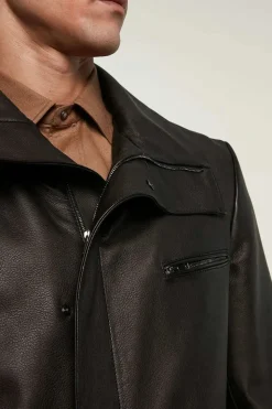 Black long leather jacket mens