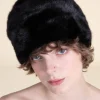 Black mink fur hat
