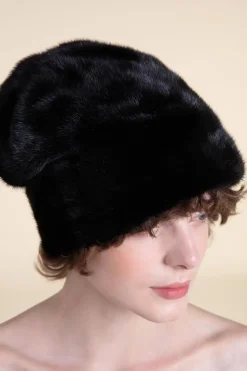 Black mink fur hat