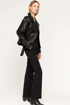 Black nappa leather jacket women