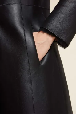 Black shearling coat womens