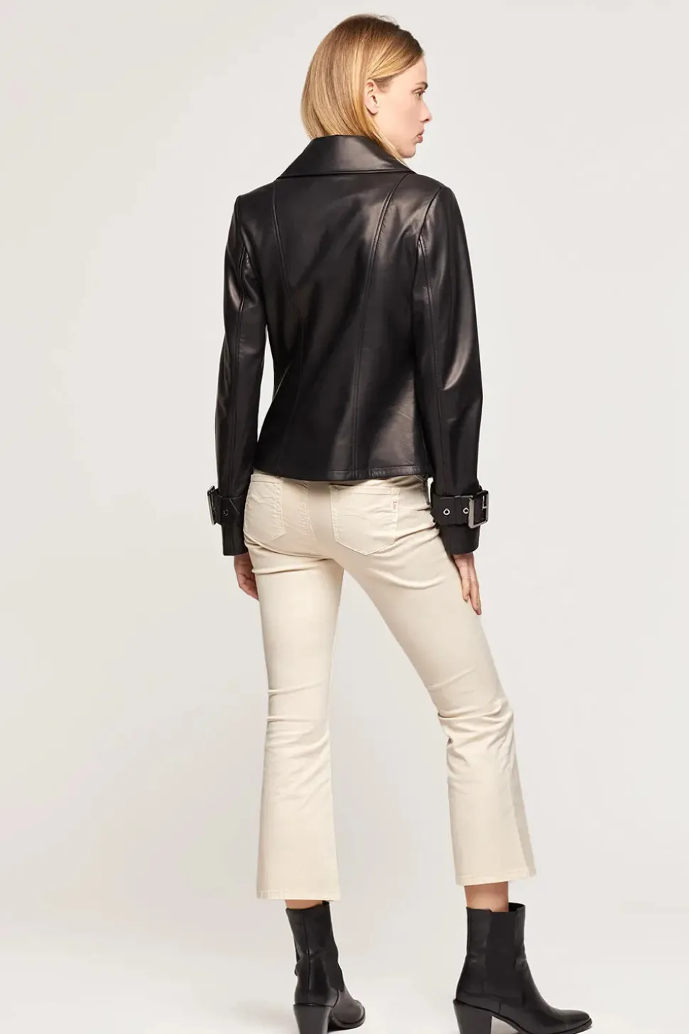 Black womens leather biker jacket