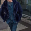 Blue fur jacket mens