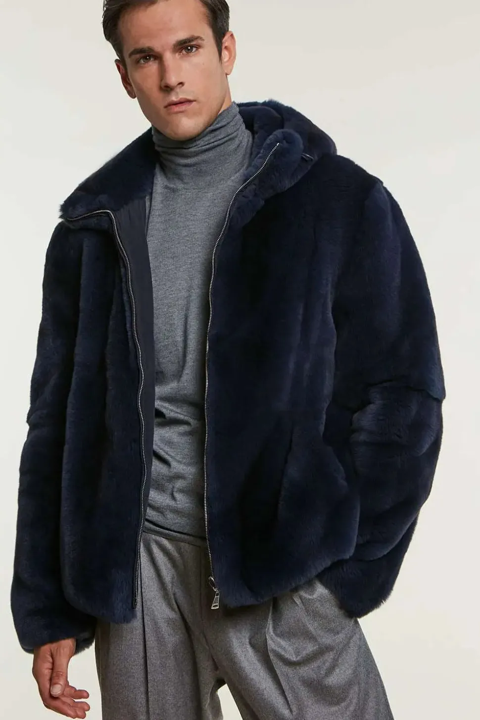 Blue fur jacket mens