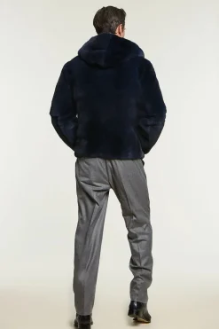 Blue fur jacket mens