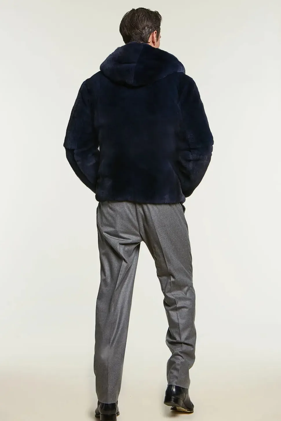 Blue fur jacket mens