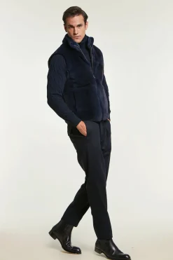 Blue fur vest men