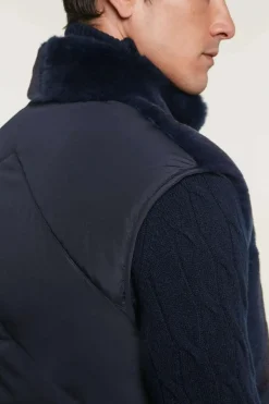 Blue fur vest men