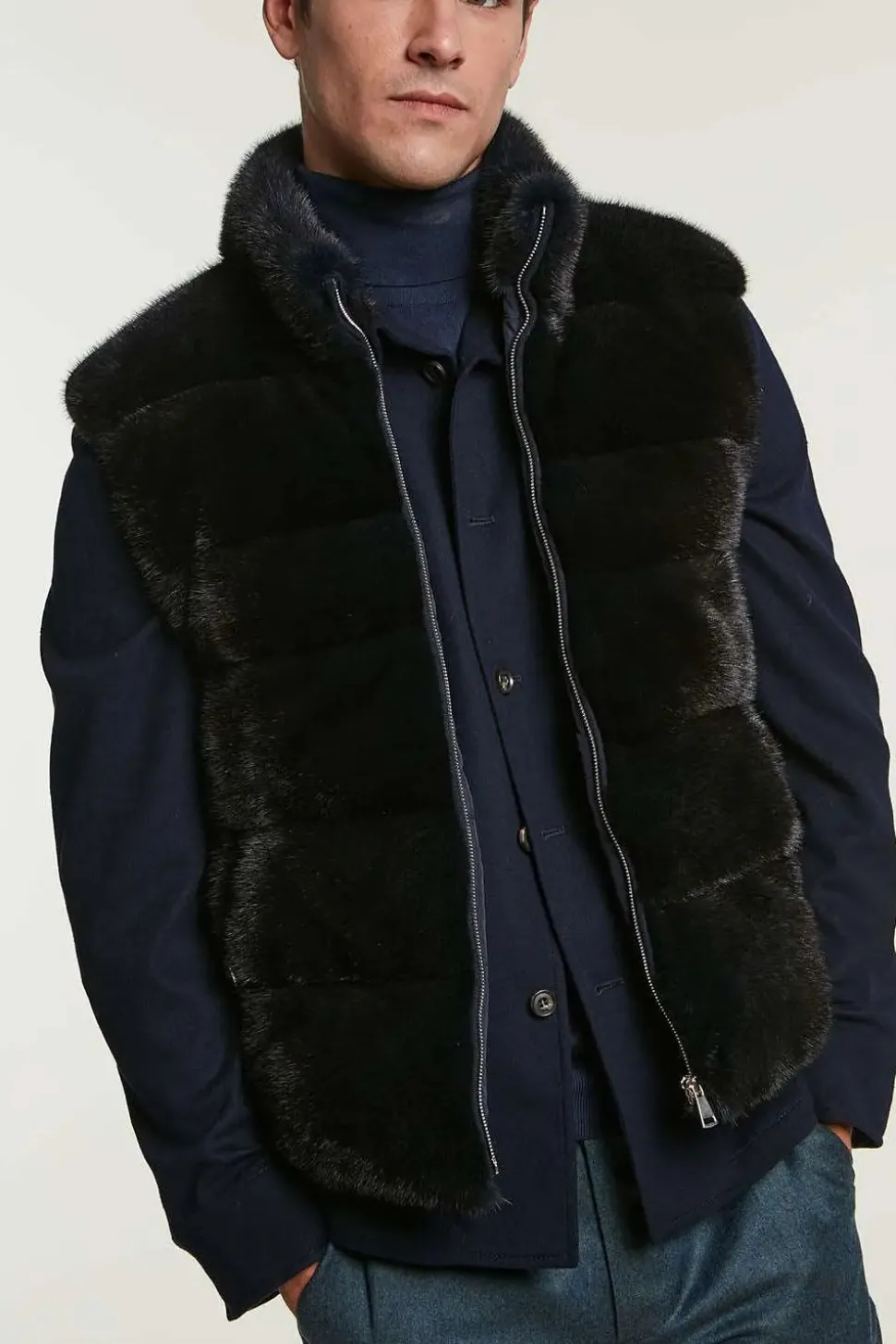 Blue mink vest men