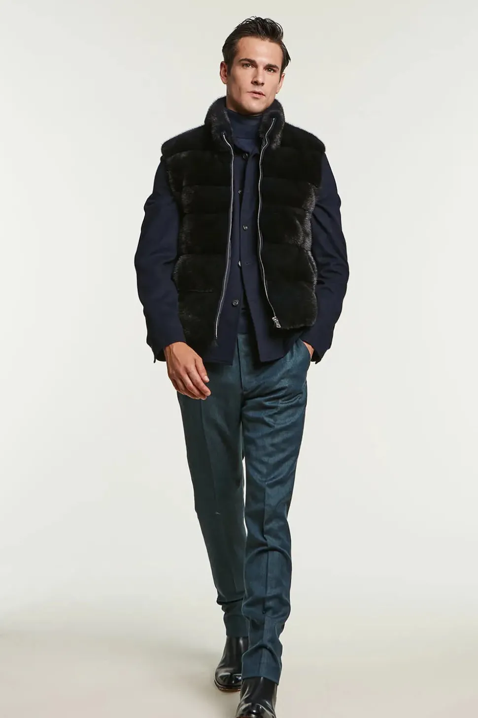 Blue mink vest men