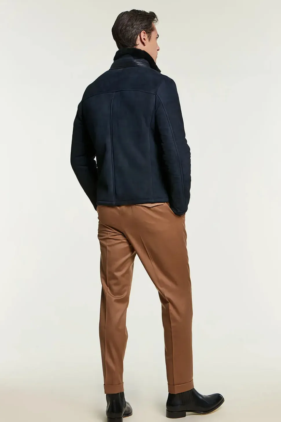 Blue shearling jacket mens