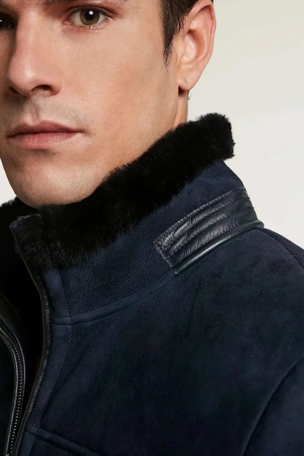 Blue shearling jacket mens