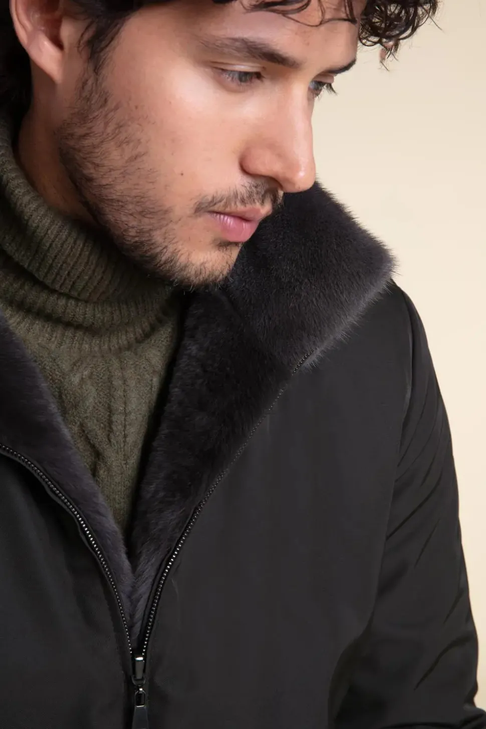 Brown fur jacket men