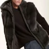 Brown fur vest with hood
