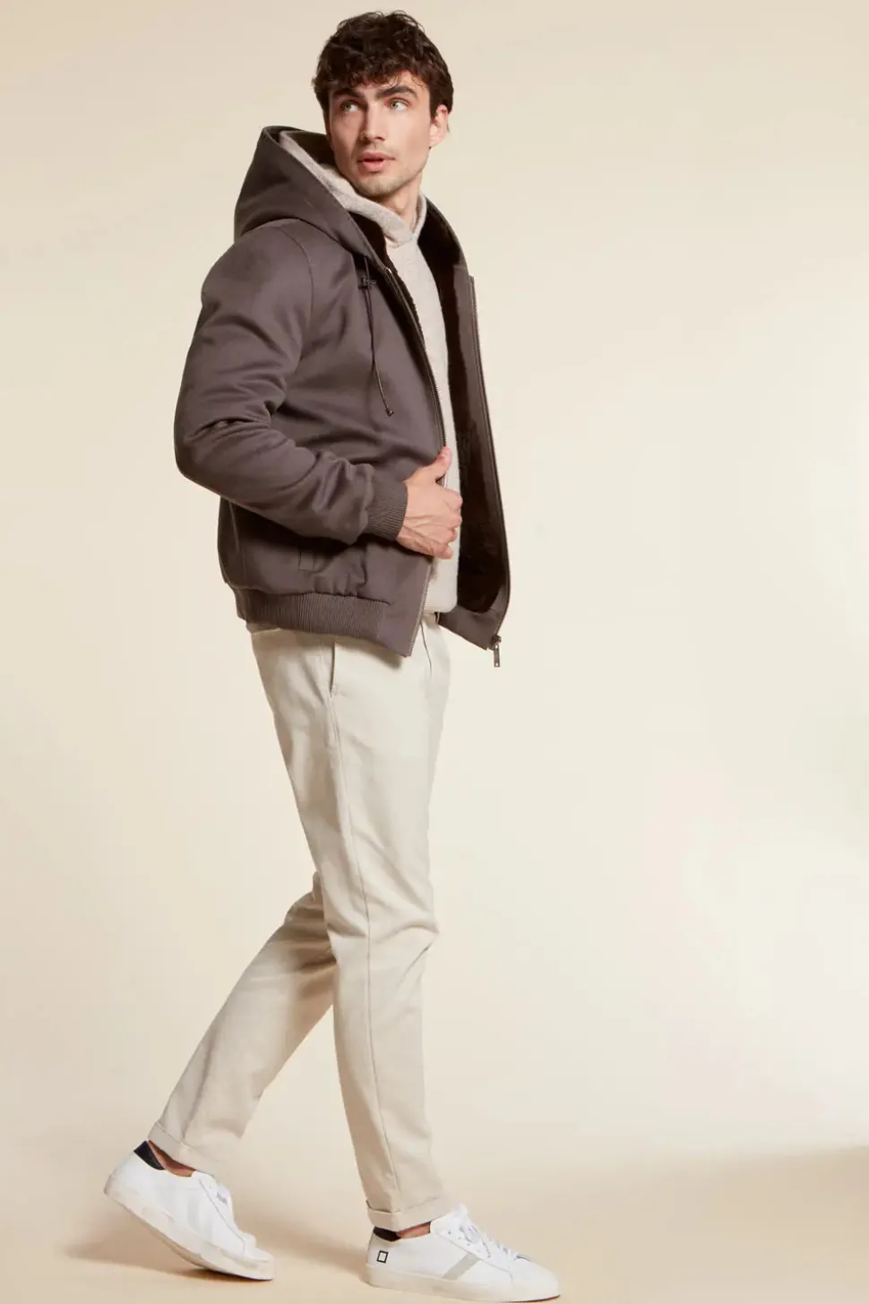 Brown jacket with fur collar
