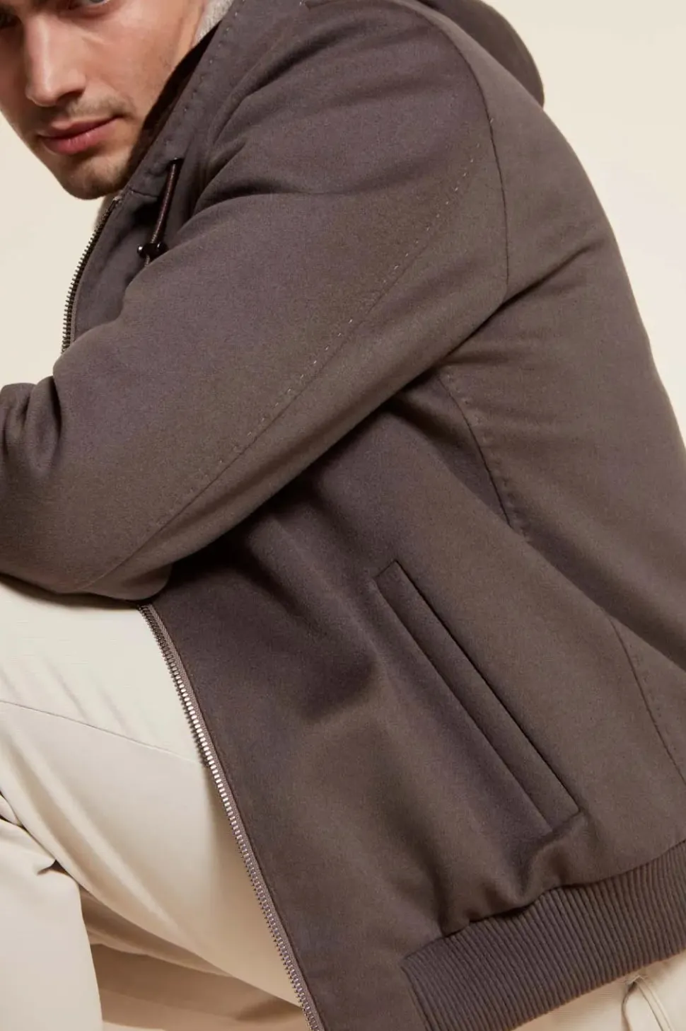 Brown jacket with fur collar