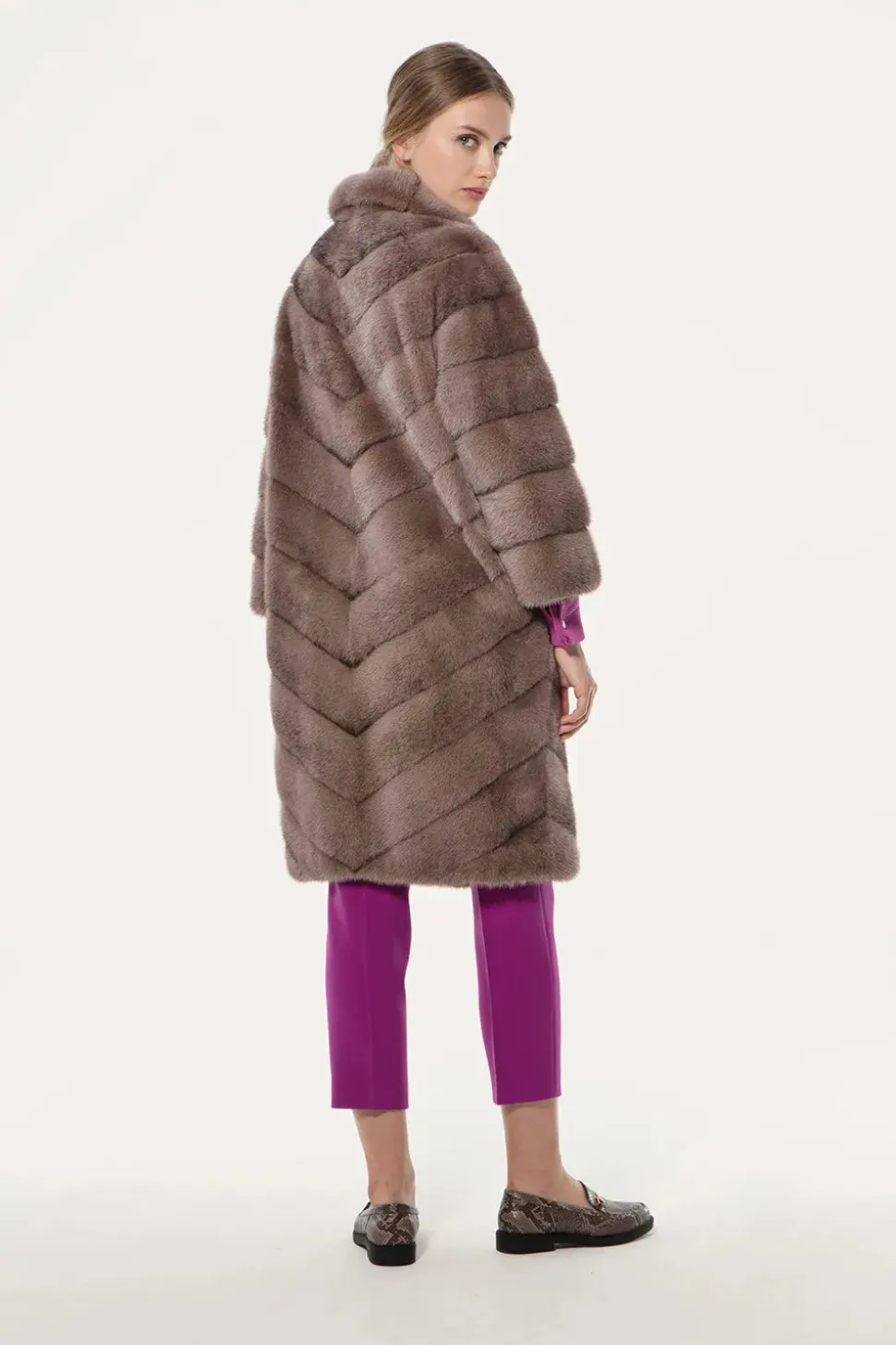 Brown mink fur coat