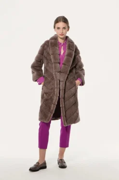 Brown mink fur coat