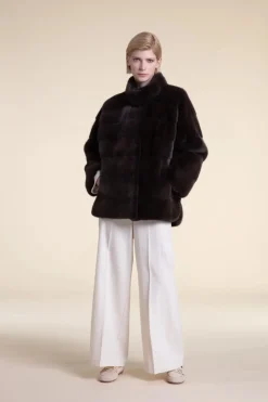 Brown mink fur jacket