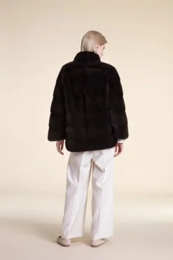 Brown mink fur jacket